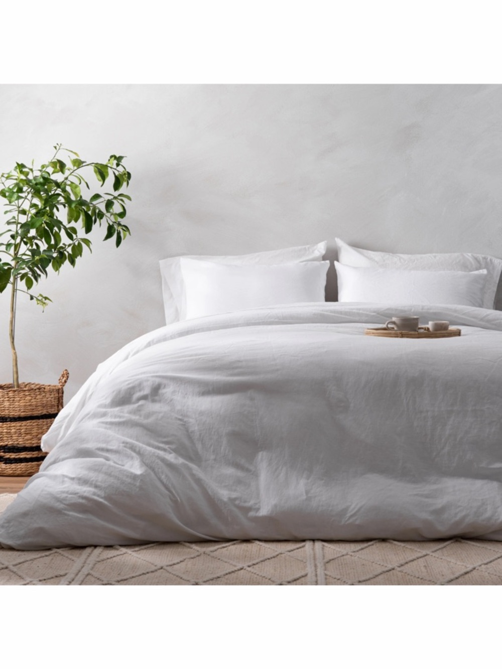 NEW Magnolia Home Optic White Linen & Cotton Duvet Cover